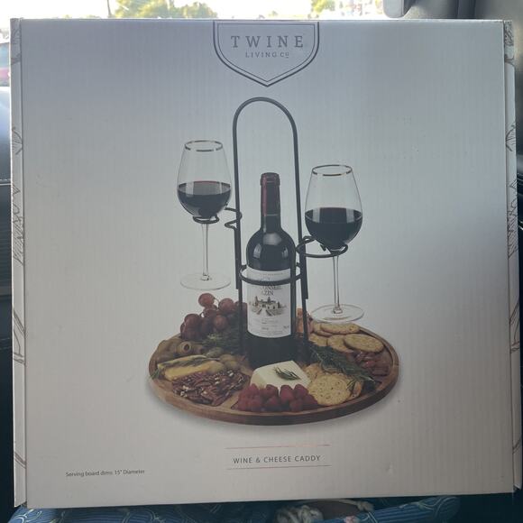 Twine Wine Flight Cheese Caddy Wine Accessories Cheese Board Gift Wedding Shower - Picture 2 of 5